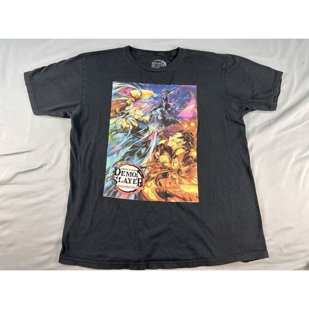 Demon Slayer Anime Graphic T-Shirt Adult Large Black Kimetsu No‎ Yaiba Tee